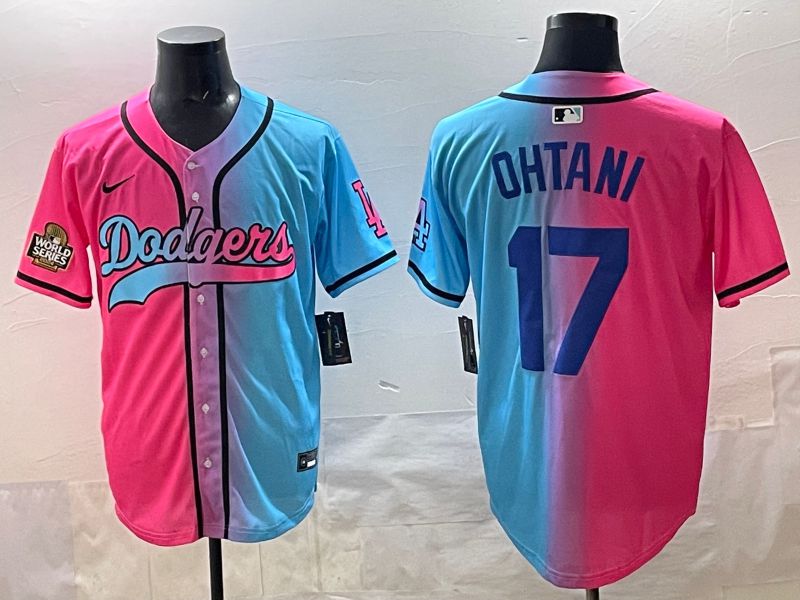 Men Los Angeles Dodgers 17 Ohtani Blue pink Game 2025 Nike MLB Jersey style 0013